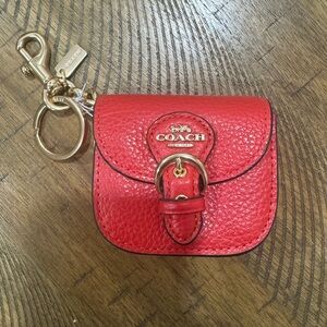 Coach Red Leather Keychain Pouch
